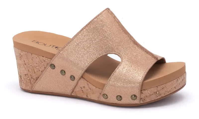 Corkys Oasis Metallic Gold Wedge Sandals