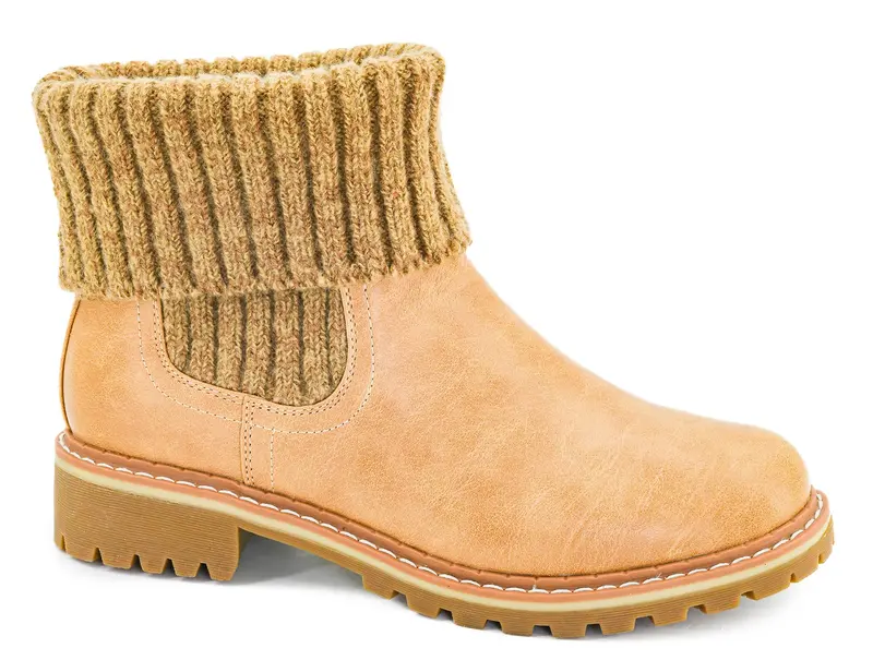 Corkys Quiver Ankle Boot Featuring Caramel Knit Cuff Accent