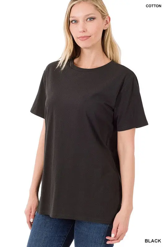 Cotton Boyfriend Fit Round Neck Tee (Regular & Plus Sizes)