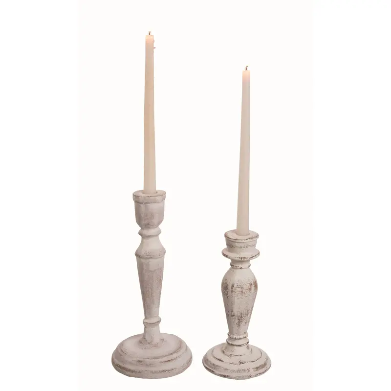 Distressed Concrete-Style Candle Holder Set