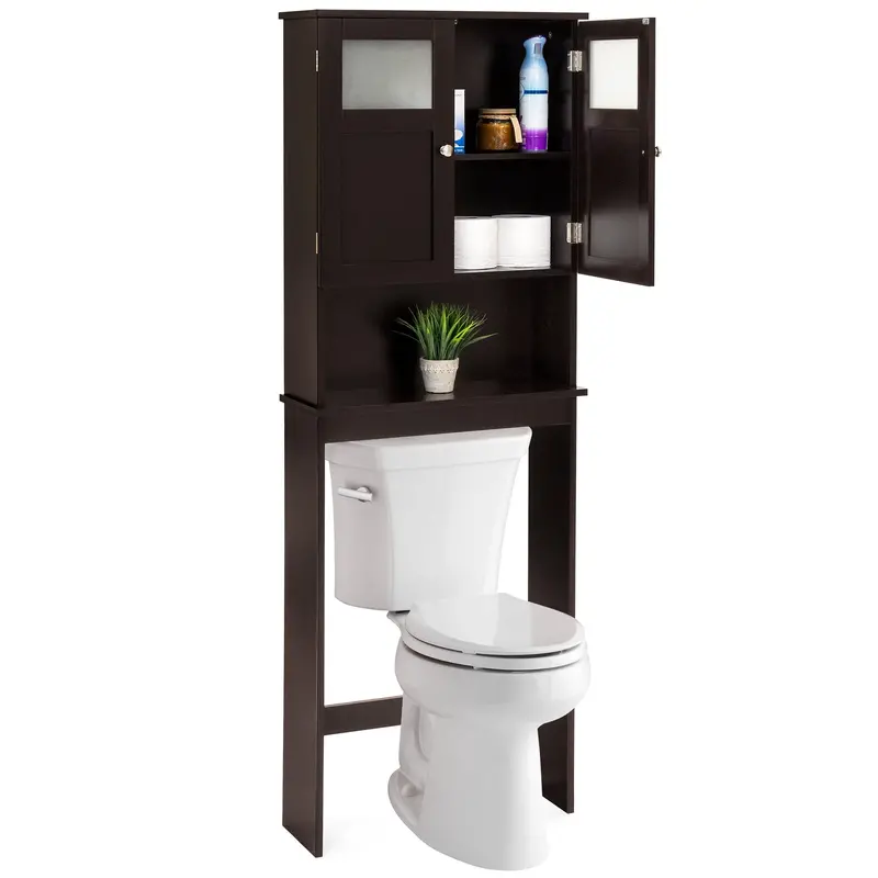 Double-Door Over-the-Toilet Storage Cabinet with Soft-Close Hinges and Adjustable Interior Shelves
