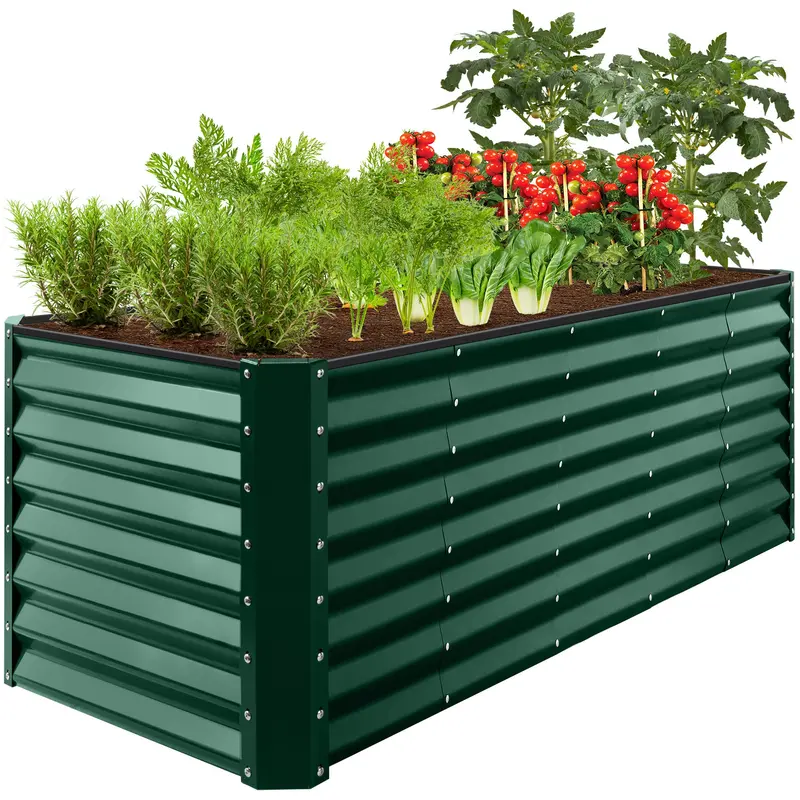 Durable 8x2x2 ft Steel Raised Planting Box for Herbs, Flowers & Vegetables