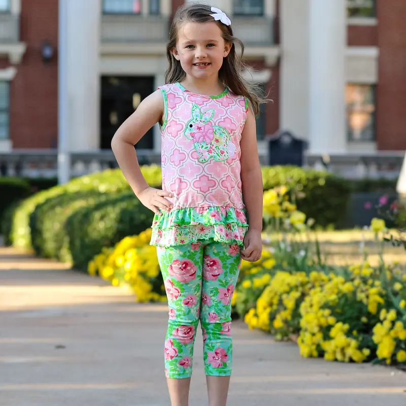 Easter Bunny Floral Tunic and Leggings Matching Set