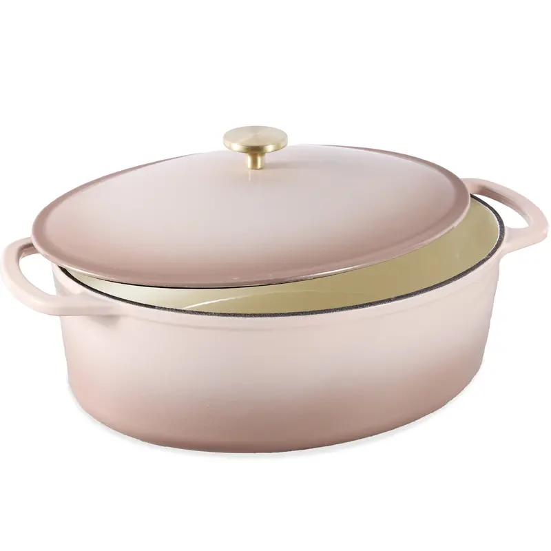 Enamel-Coated Cast Iron Dutch Oven – Oval 7.5-Quart Cooking Pot for Stovetop and Oven