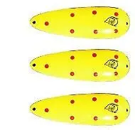 Eppinger Dardevle IMP Klicker Chartreuse with Red Dot Spoon – 2/5 oz, 2.25″ x 0.875″, Pack of 28