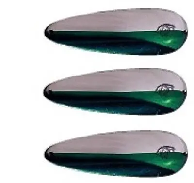 Eppinger Huskie Junior Nickel & Green Spoon – 2 oz, 4.5″, Pack of 3