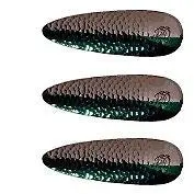 Eppinger Rokt Devlet Hammered Nickel & Blue Spoon Lures – 1.25 oz, 2.25″ Textured Fishing Spoons (3-Pack)