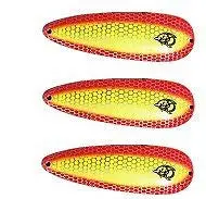 Eppinger Troll Devle Chartreuse-Orange Spoon Lures – 1.5 oz, 4.5″, 3-Pack