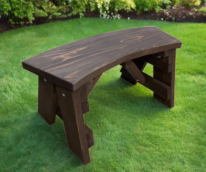 Ergonomic Curved Redwood Picnic Bench