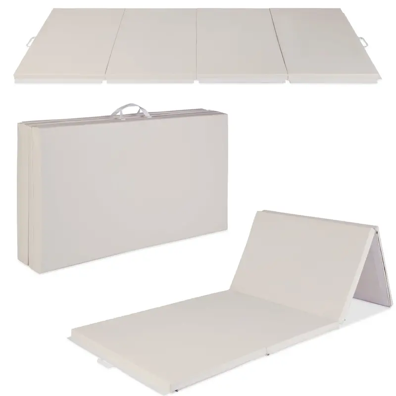 Foldable Exercise Mat with Carrying Handles for Home Gym or Travel Fitness Routines