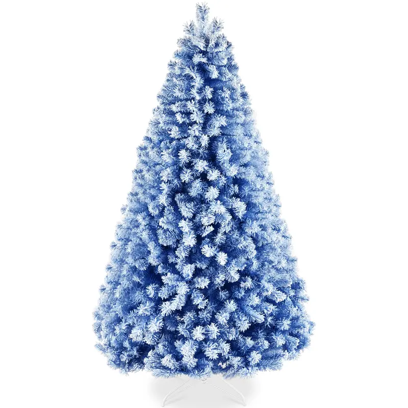 Foldable Snow-Flocked Artificial Pine Christmas Tree with Stable Metal Base