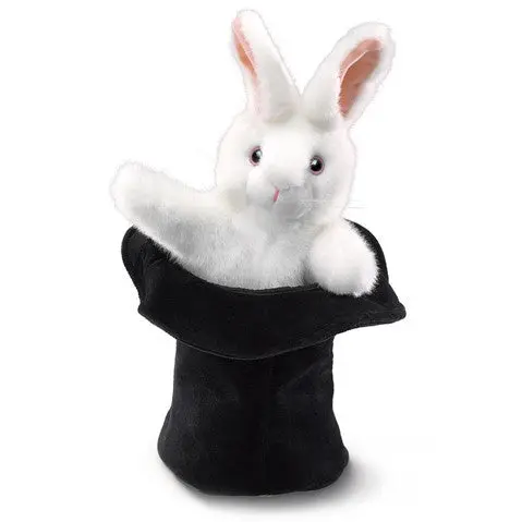 Folkmanis Rabbit-in-a-Hat Hand Puppet – Interactive Magic-Themed Puppet