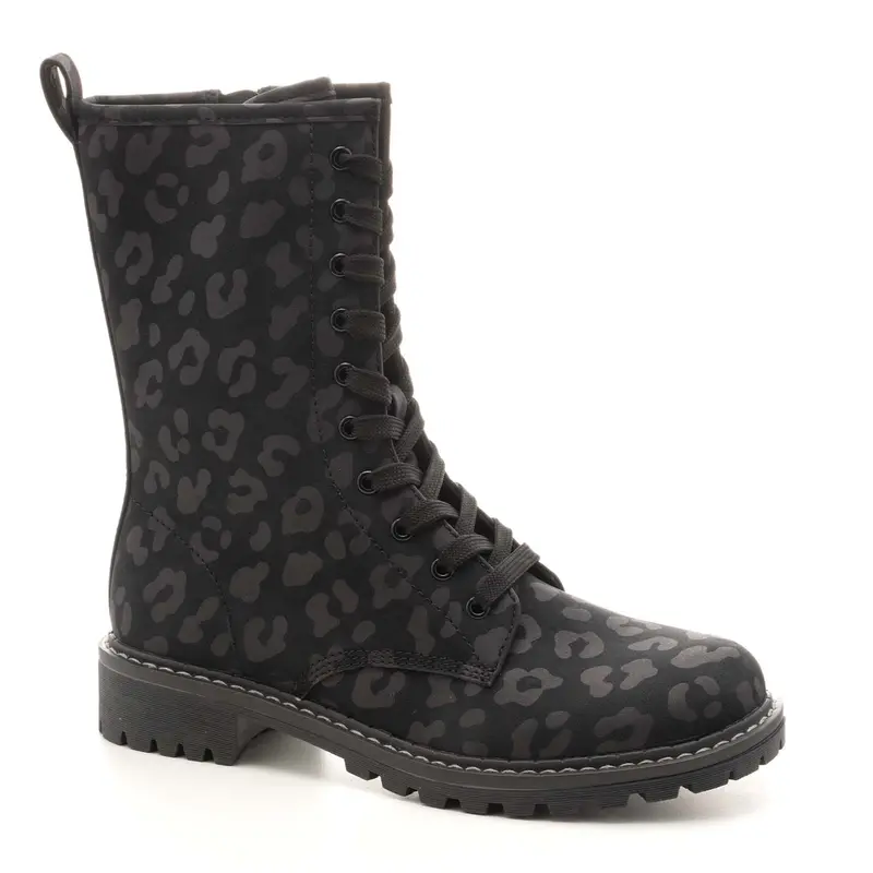 Fomo Black Leopard-Print Casual Boots