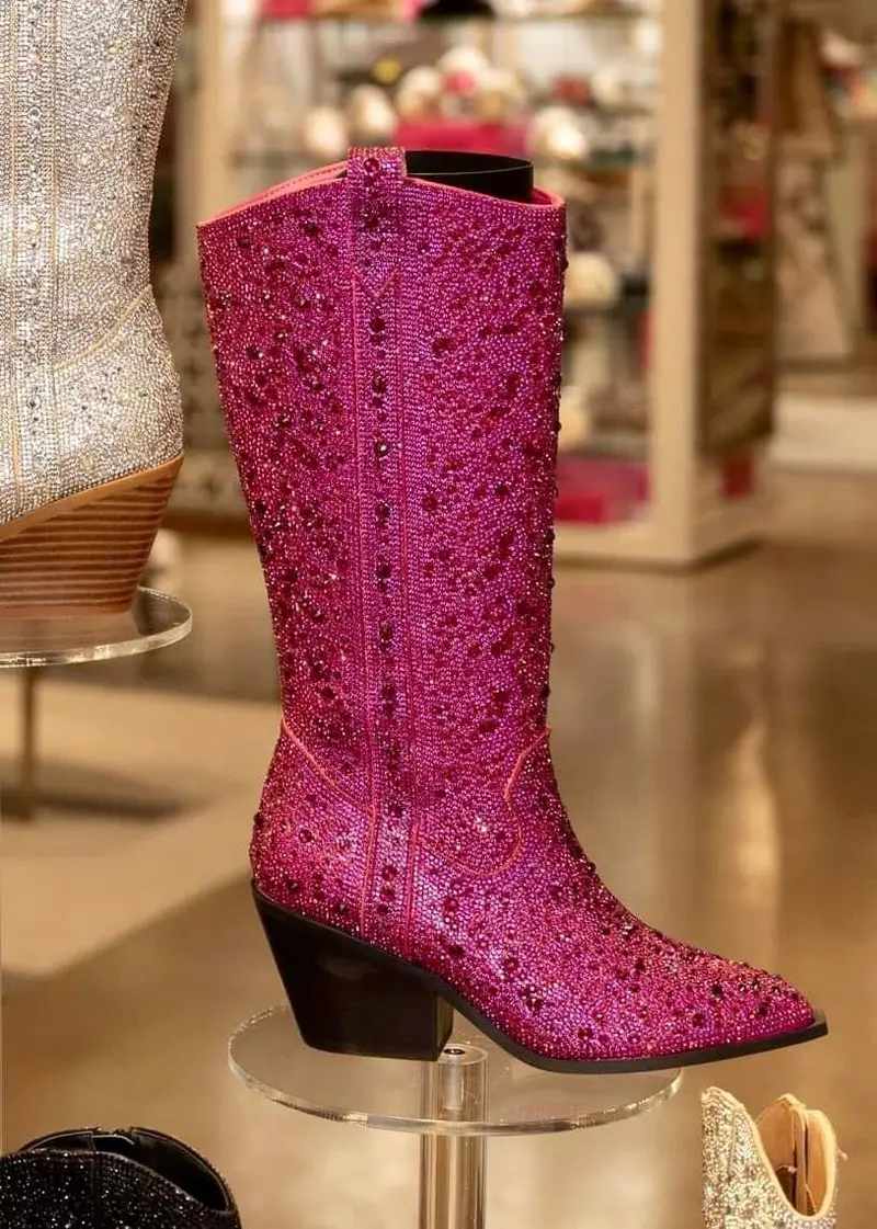 Fuchsia Rhinestone Cowboy Boot Style