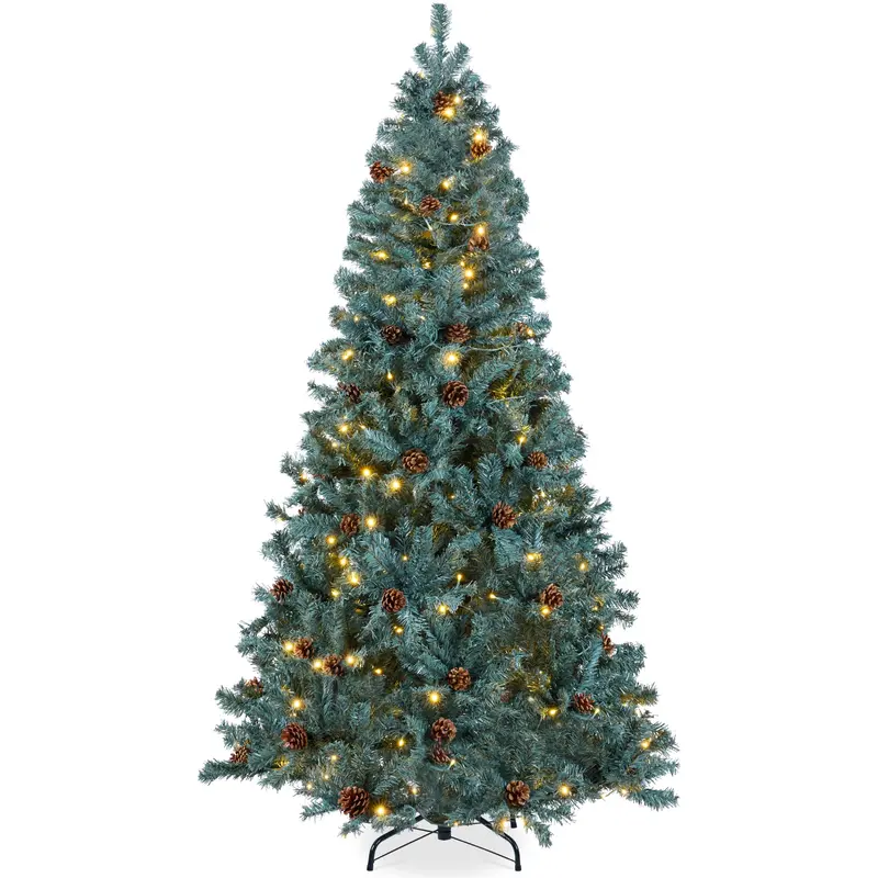 Fully Pre-Lit and Pre-Decorated Christmas Tree Featuring Pinecone Embellishments