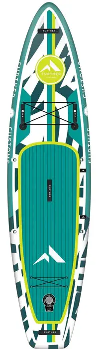 Further Customs Podium Turquoise iSUP – 11’3″ Performance Inflatable Paddleboard (32″ x 6″)