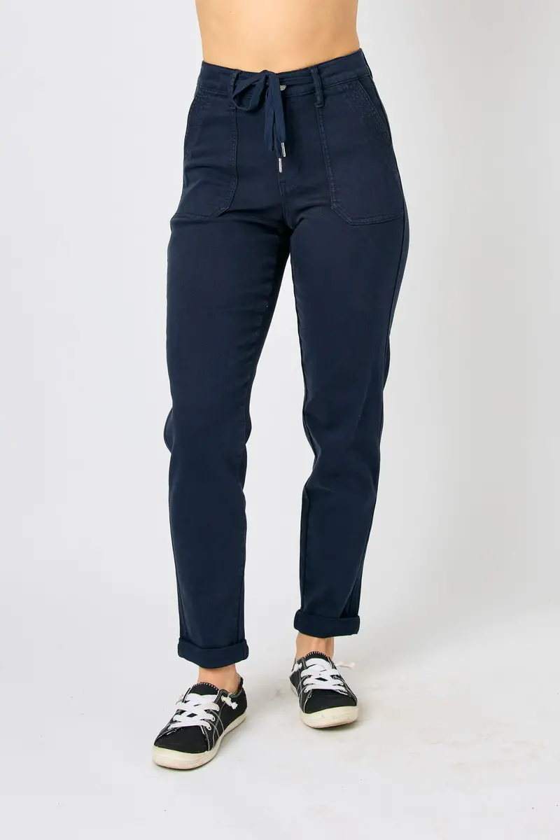 Garment-Dyed Navy Joggers – High-Rise Fit – Judy Blue (Regular & Plus)