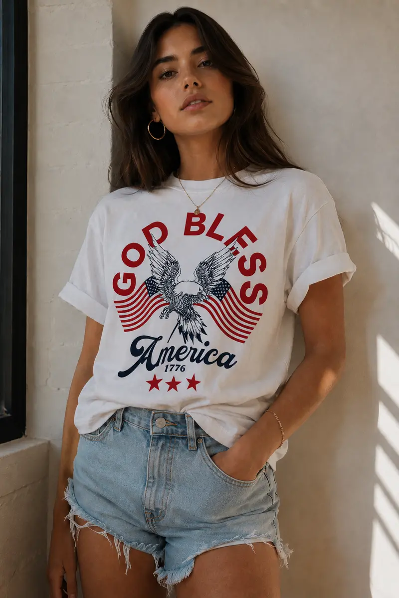 God Bless America Eagle Graphic Tee – Bold Design