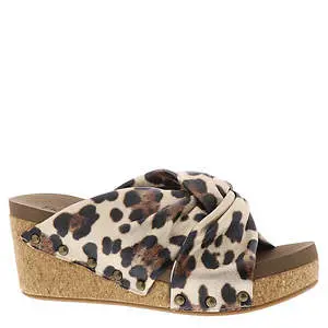 Gold Cheetah-Print Wedge Sandals by Cheerful