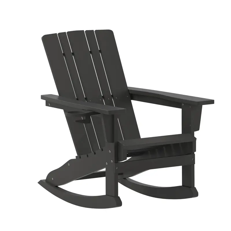 Halifax HDPE Adirondack Lounge Chair Featuring Cup Holder and Pull-Out Ottoman – Durable All-Weather Outdoor Seating