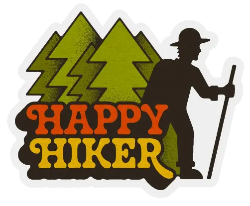 Happy Hiker Vinyl Sticker – Outdoor Adventure Decal