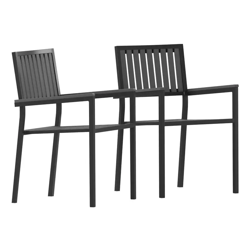 Harris Stackable Club Chair Set – Two-Piece Commercial Indoor-Outdoor Seating with Poly Resin Slatted Backs and Seats