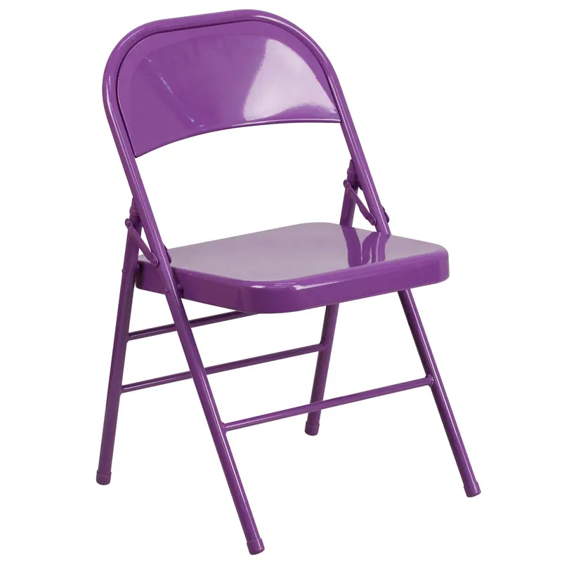 HERCULES COLORBURST Folding Chair – Triple-Braced, Double-Hinged Metal Frame