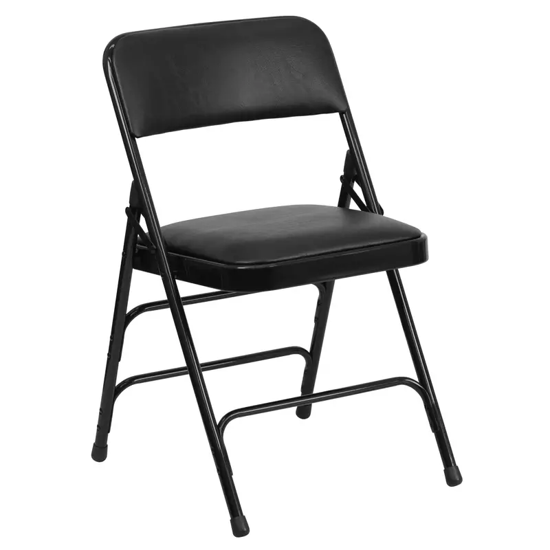 HERCULES Series Curved Triple-Braced Upholstered Metal Folding Chair