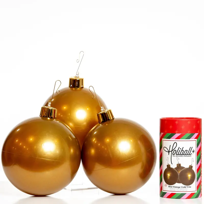 Holiball® 8-Inch Mini Ornament Set in Vintage Gold