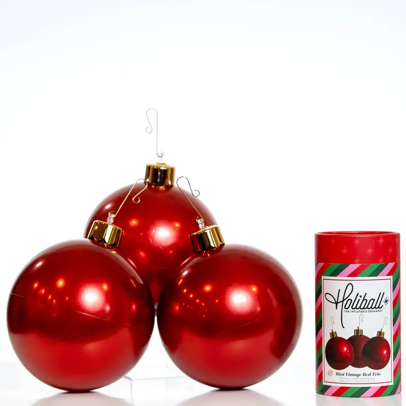 Holiball® 8-Inch Mini Ornament Trio in Vintage Red