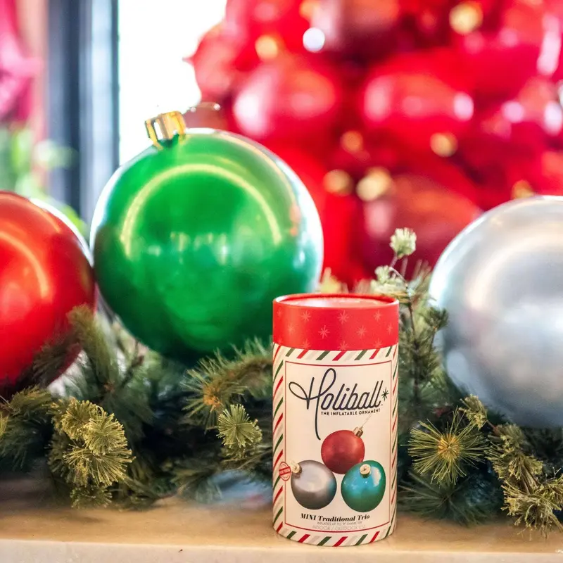Holiball® 8-Inch Mini Trio in Classic Traditional Holiday Colors