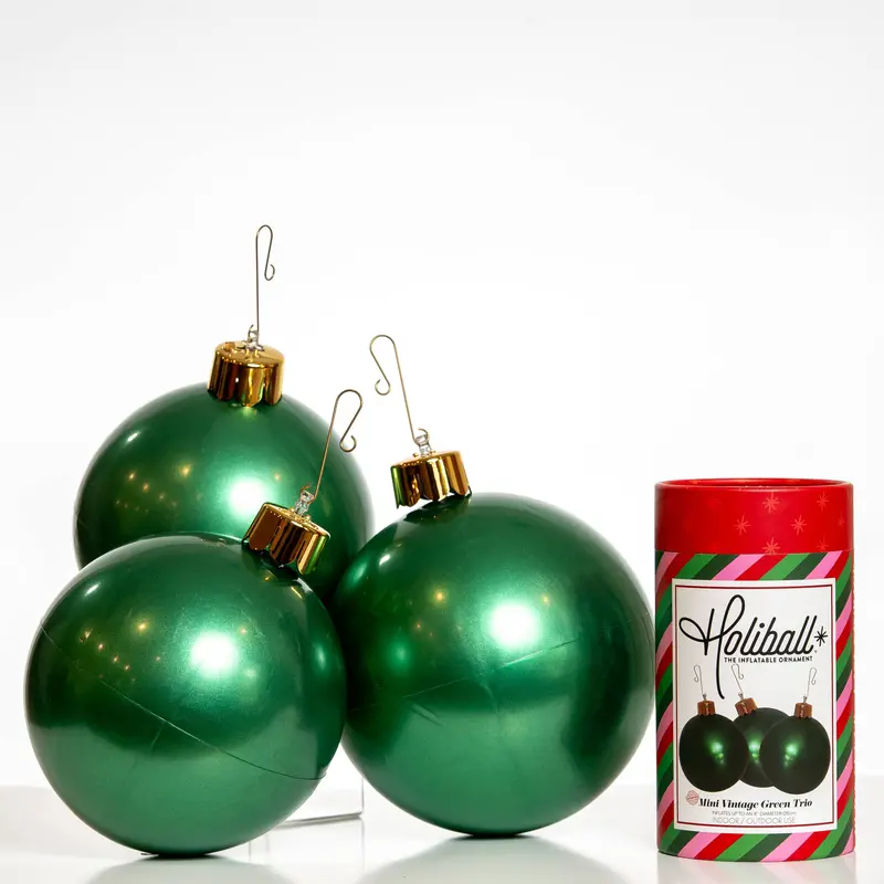 Holiball® 8-Inch Mini Trio Ornament Set in Vintage Green