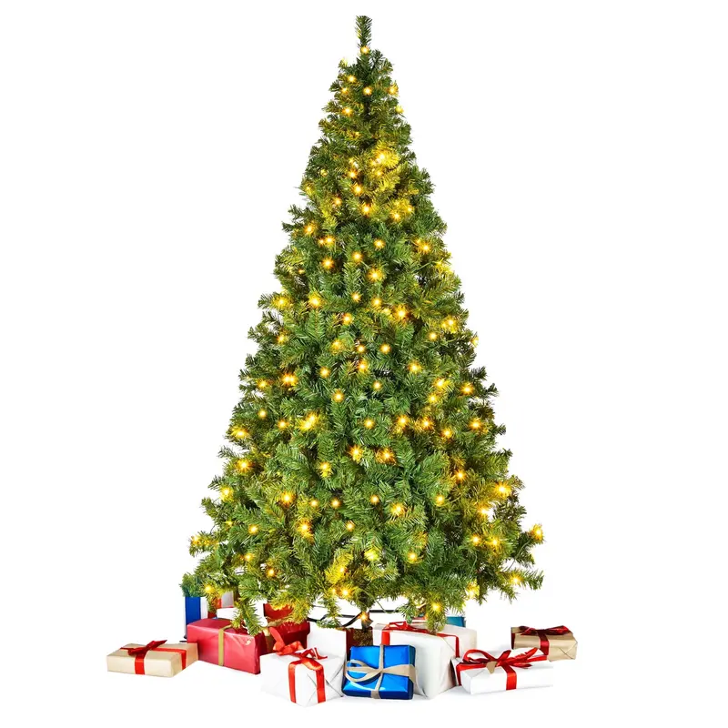 HONGGE 7.5-Foot Artificial Christmas Tree – Realistic PVC Full-Branch Pre-Lit Holiday Tree
