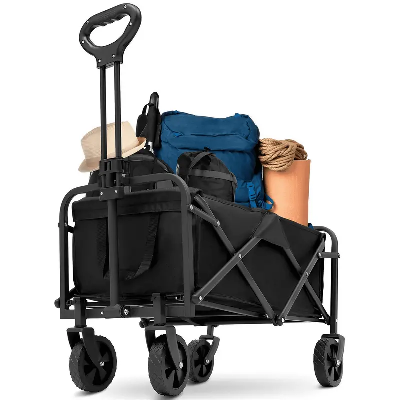 HONGGE Heavy-Duty Folding Wagon Cart – Multi-Use Collapsible Bucket Trolley for Yard, Beach, or Shopping