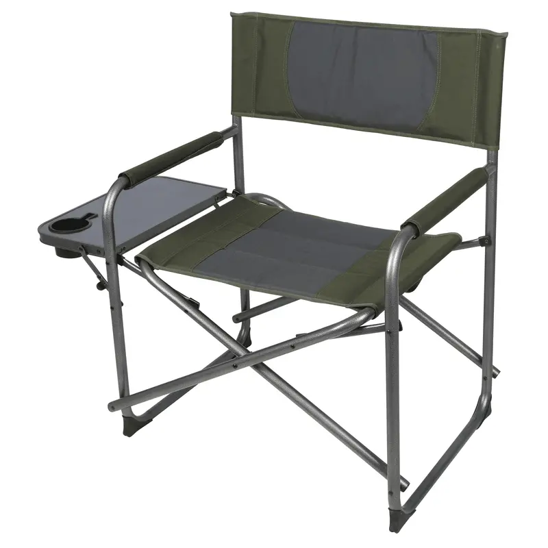 HONGGE Oversized Outdoor Director Chair with Integrated Side Table — Green Fabric Design