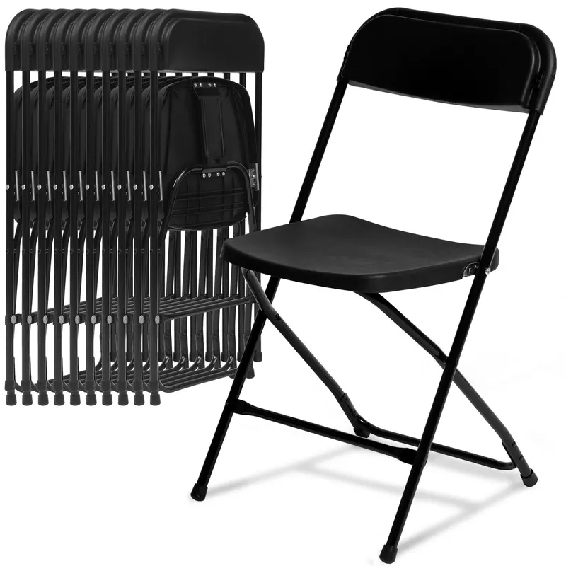 HONGGE Pack of 10 Black Stackable Folding Chairs – 350 lb Capacity