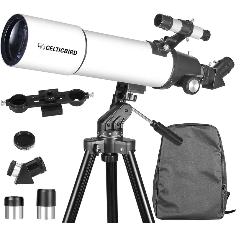 HONGGE Portable 80x600mm AZ-Mount Travel Telescope for Skywatching Enthusiasts