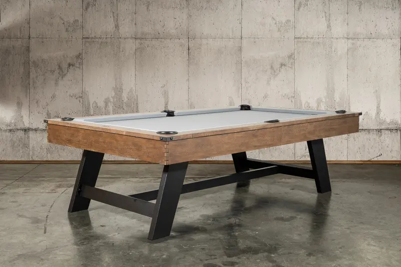 Hunter Pool Table – Brushed Walnut Top & Metal Legs (7′ or 8′)