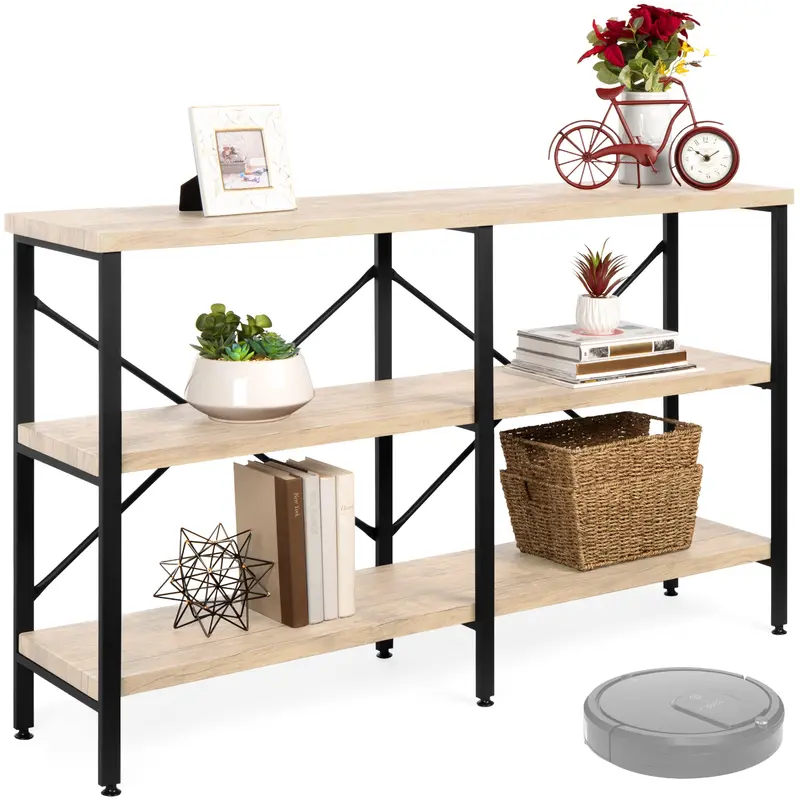 Industrial-Style 3-Tier Hallway Console Table – 55″ Long