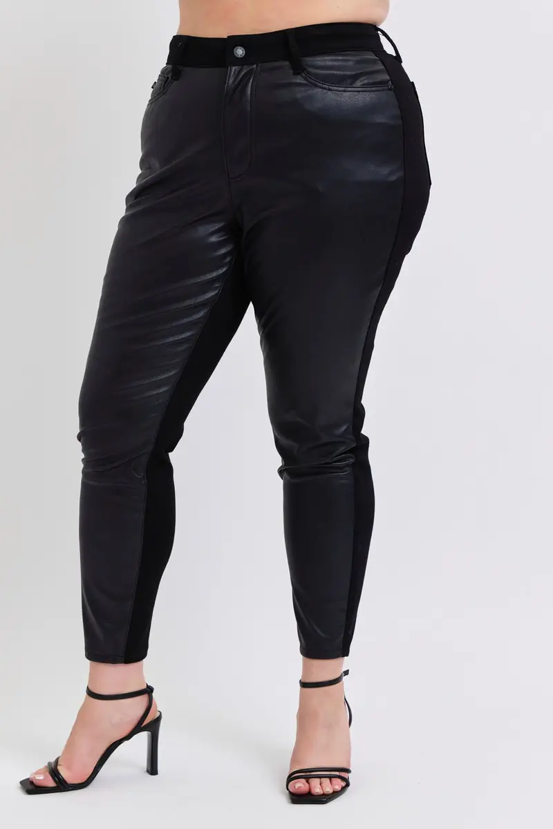 Judy Blue Plus-Size Vegan Leather Skinny Jeans – High-Rise Sleek Fit