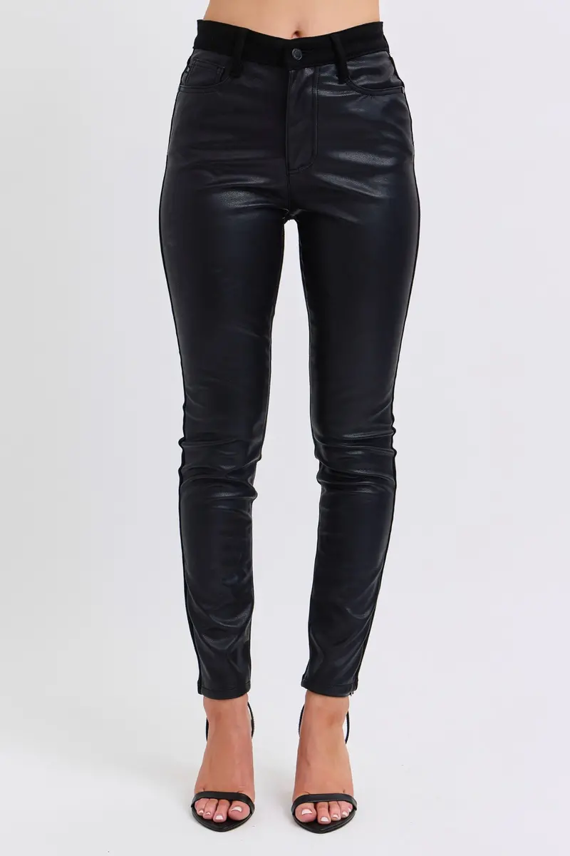 Judy Blue Vegan Leather Skinny Jeans – High-Rise Denim for Women
