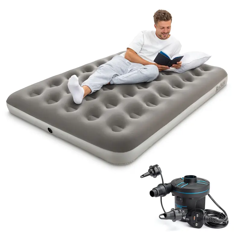Junior Double Air Mattress with Flocked Top and AC-Powered Electric Inflation System