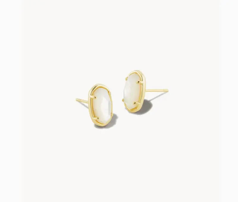 Kendra Scott Grayson Stud Earrings – Gold-Plated with Ivory Mother-of-Pearl Stone