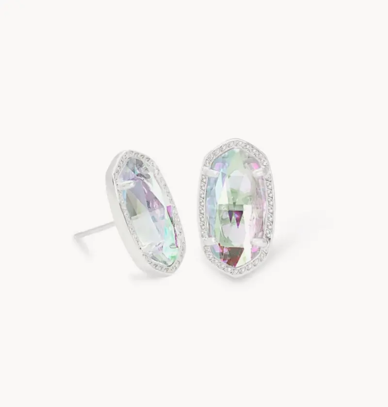 Kendra Scott Grayson Stud Earrings – Silver-Tone with Dichroic Glass Accent