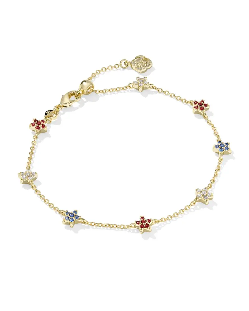Kendra Scott Sierra Gold Bracelet with Red, White & Blue Star Crystals