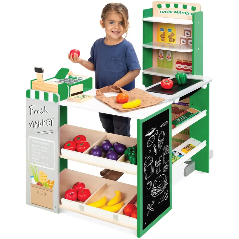 Kids Pretend Play Grocery Store Toy Set with Realistic Accessories