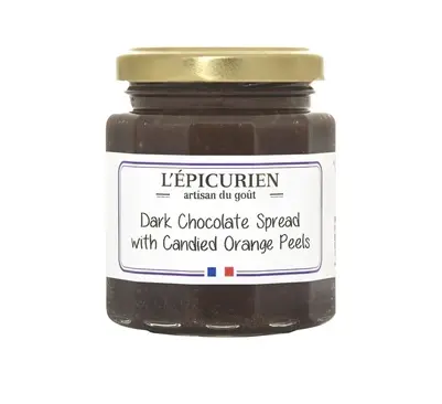 L’Épicurien Dark Chocolate Spread with Candied Orange Peel – Artisan Dessert Spread