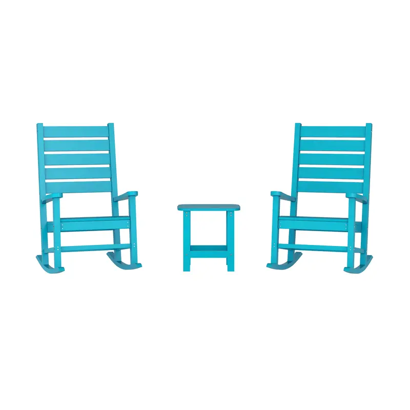 Manchester 3-Piece Outdoor Rocking Set – 2 HDPE Rockers + Matching End Table