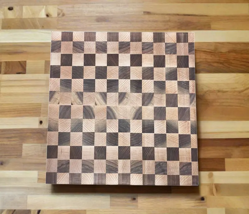 Maple and Walnut Checkerboard End-Grain Cutting Board