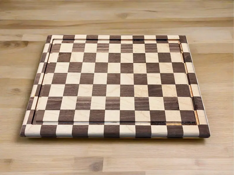 Maple and Walnut Checkerboard Side-Grain Cutting Board